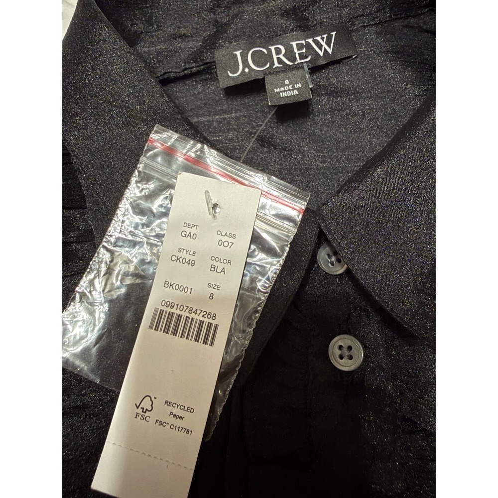 NWT J.Crew Sheer Ruffle Trim Puff Sleeve button front shirt Sz 8 - Picture 3 of 3